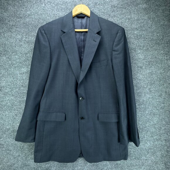 Brooks Brothers 346 Suit Mens Jacket 41L Pants 36W 2PC Blue Check Wool Blend - Picture 2 of 15